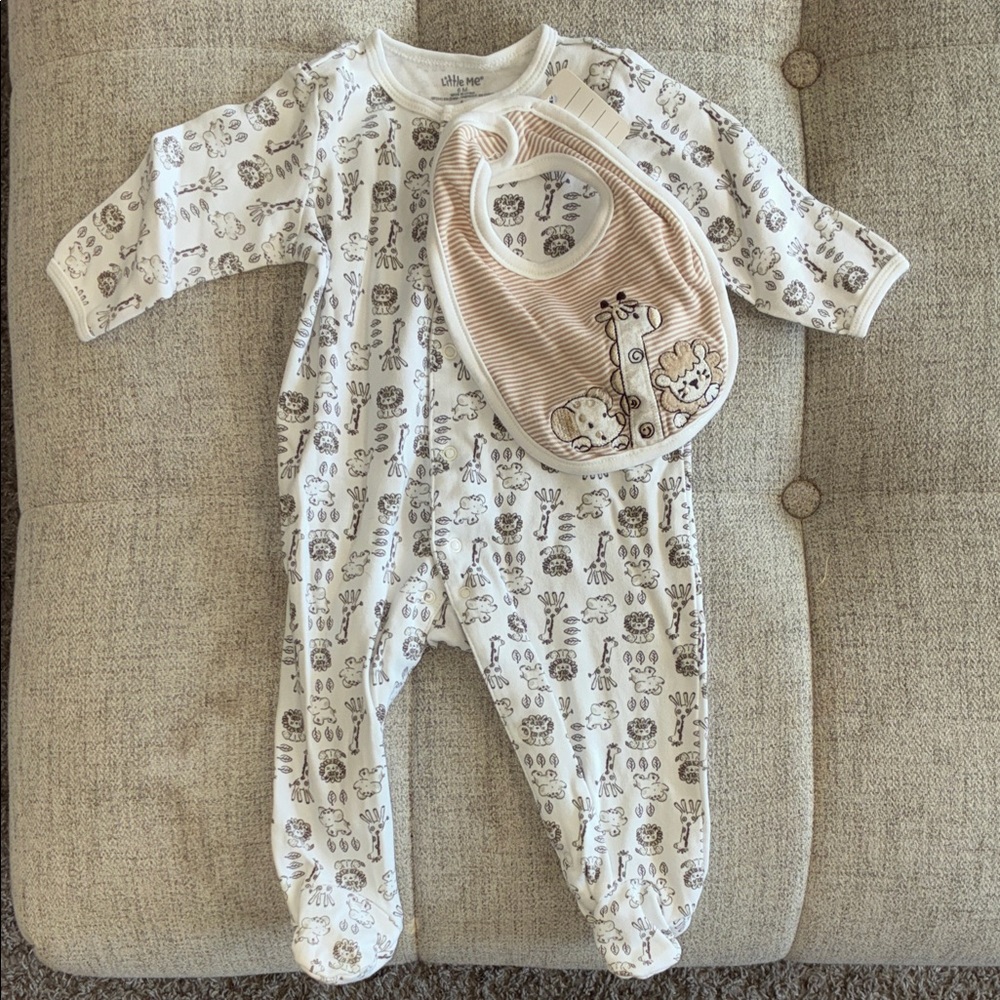 Little Me Gender Neutral 2pc. Animal Print Footie Set